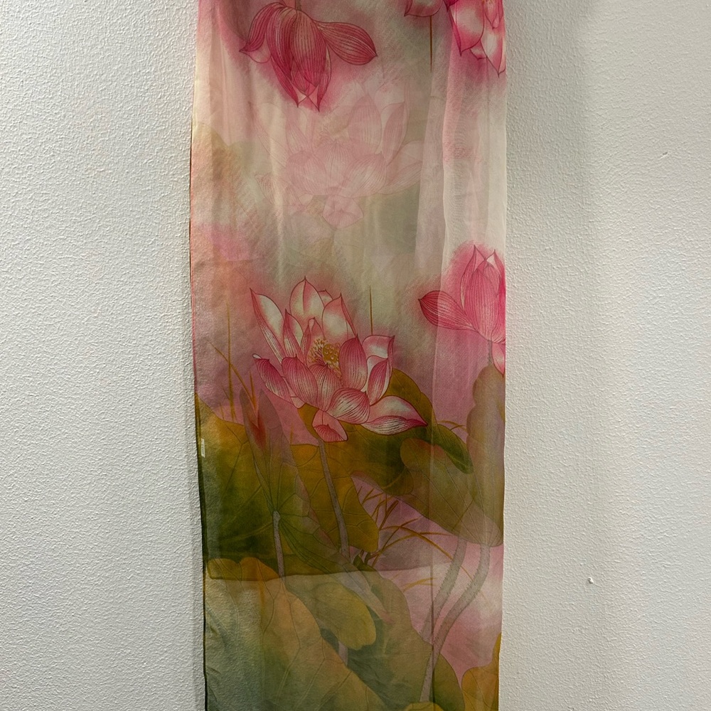 Pink and Green Floral Scarf Wrap